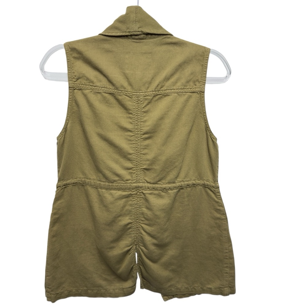 Pure Linen Cotton Herringbone Safari Desert Utility Safari Vest Jacket Army - Picture 5 of 7